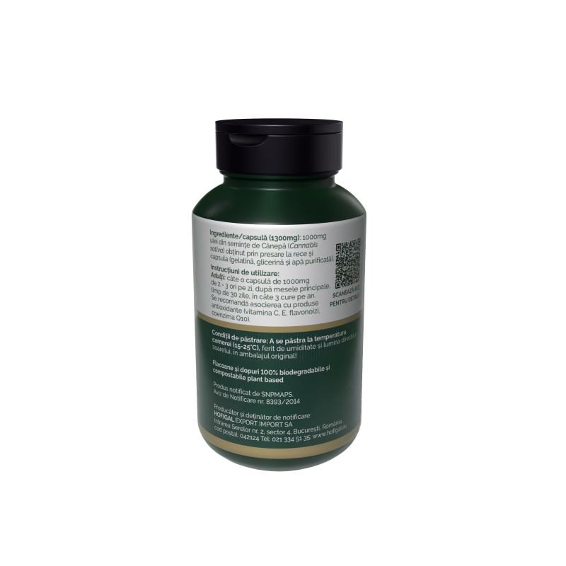 Ulei de canepa 1000 mg (60 capsule moi)
